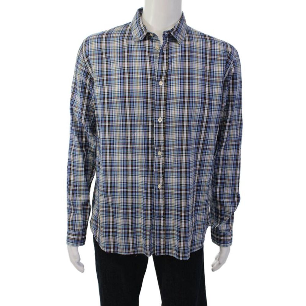 Paul Smith Jeans Mens Plaid Tailored Fit Button Down Shirt Multi Colored Size La